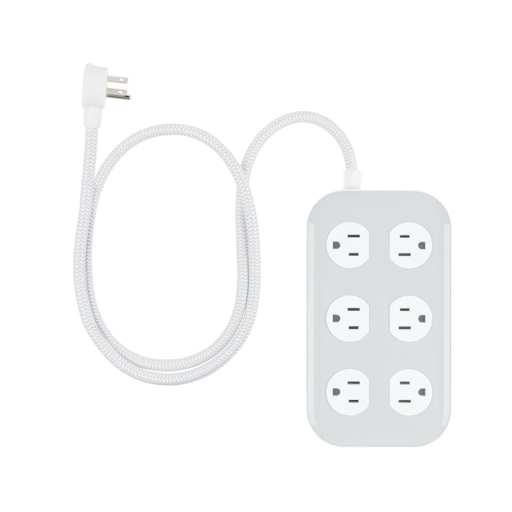 GE UltraPro 12-Outlet Surge Protector, 2100 Joules, 4ft Braided Extension Cord, Flat Plug, Gray/White