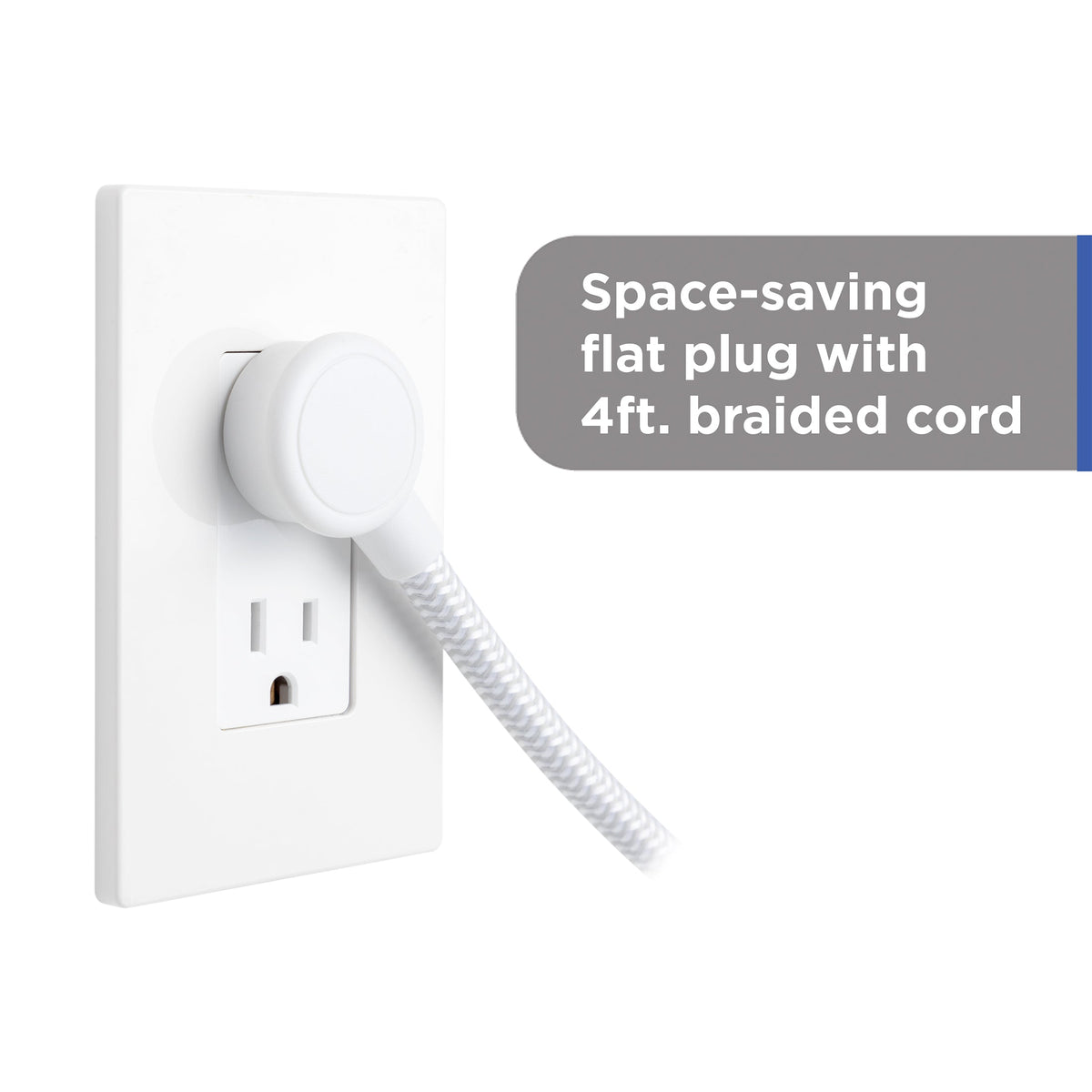 GE UltraPro 12-Outlet Surge Protector, 2100 Joules, 4ft Braided Extension Cord, Flat Plug, Gray/White