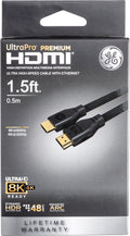 GE-branded UltraPro Premium 8K Ultra High-Speed HDMI 2.1 Cable with Ethernet, 1.5ft., Black