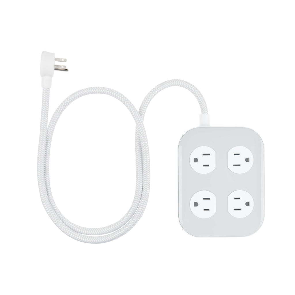 GE UltraPro 10-Outlet Surge Protector, 2100 Joules, 4ft Braided Extension Cord, Flat Plug, Gray/White
