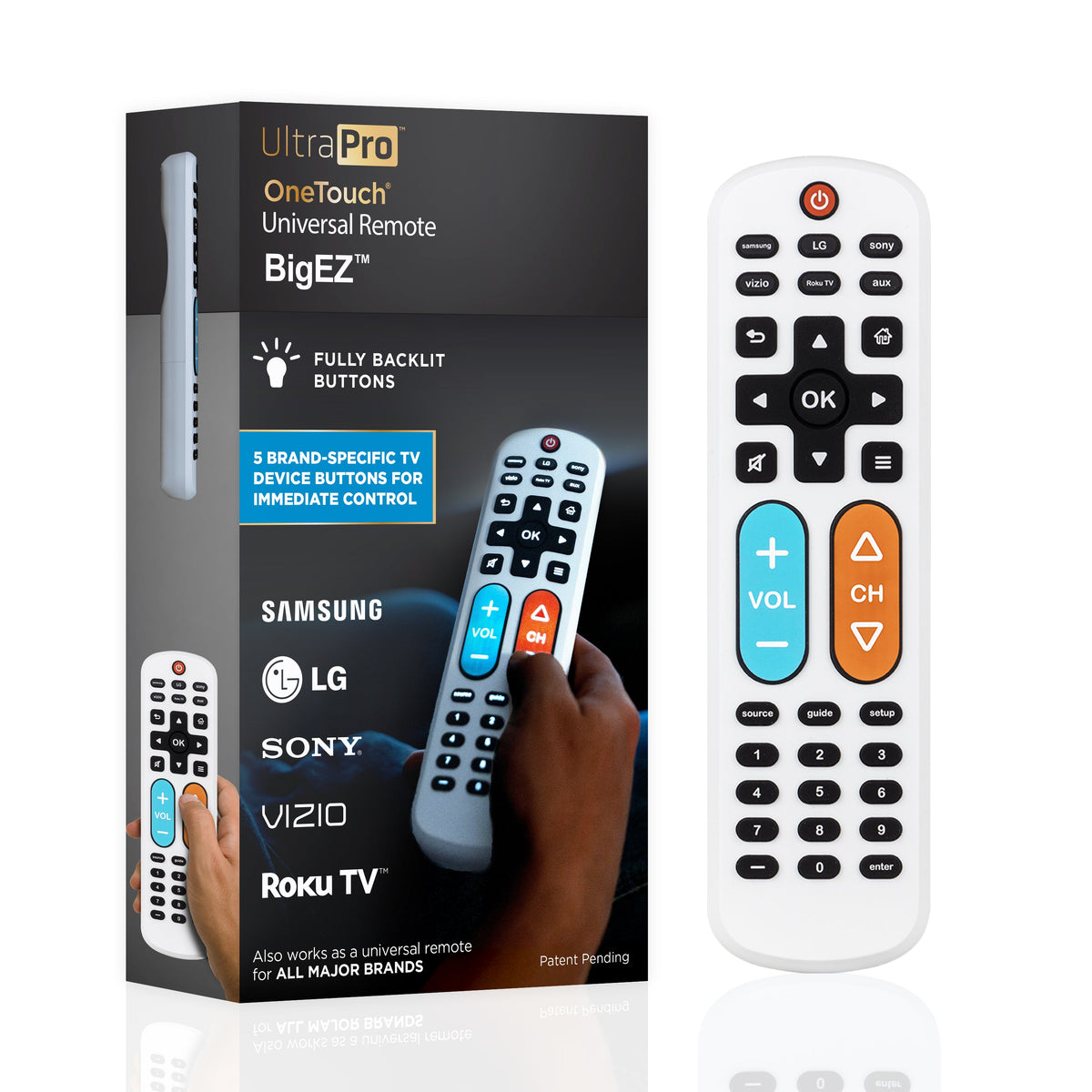 UltraPro 2-Device OneTouch Replacement Universal Remote, Backlit With Big Button