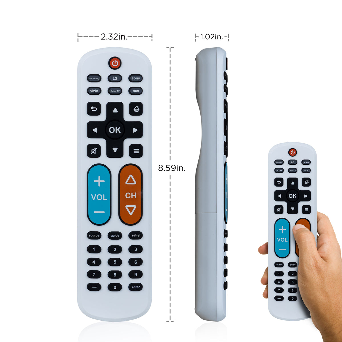 UltraPro 2-Device OneTouch Replacement Universal Remote, Backlit With Big Button