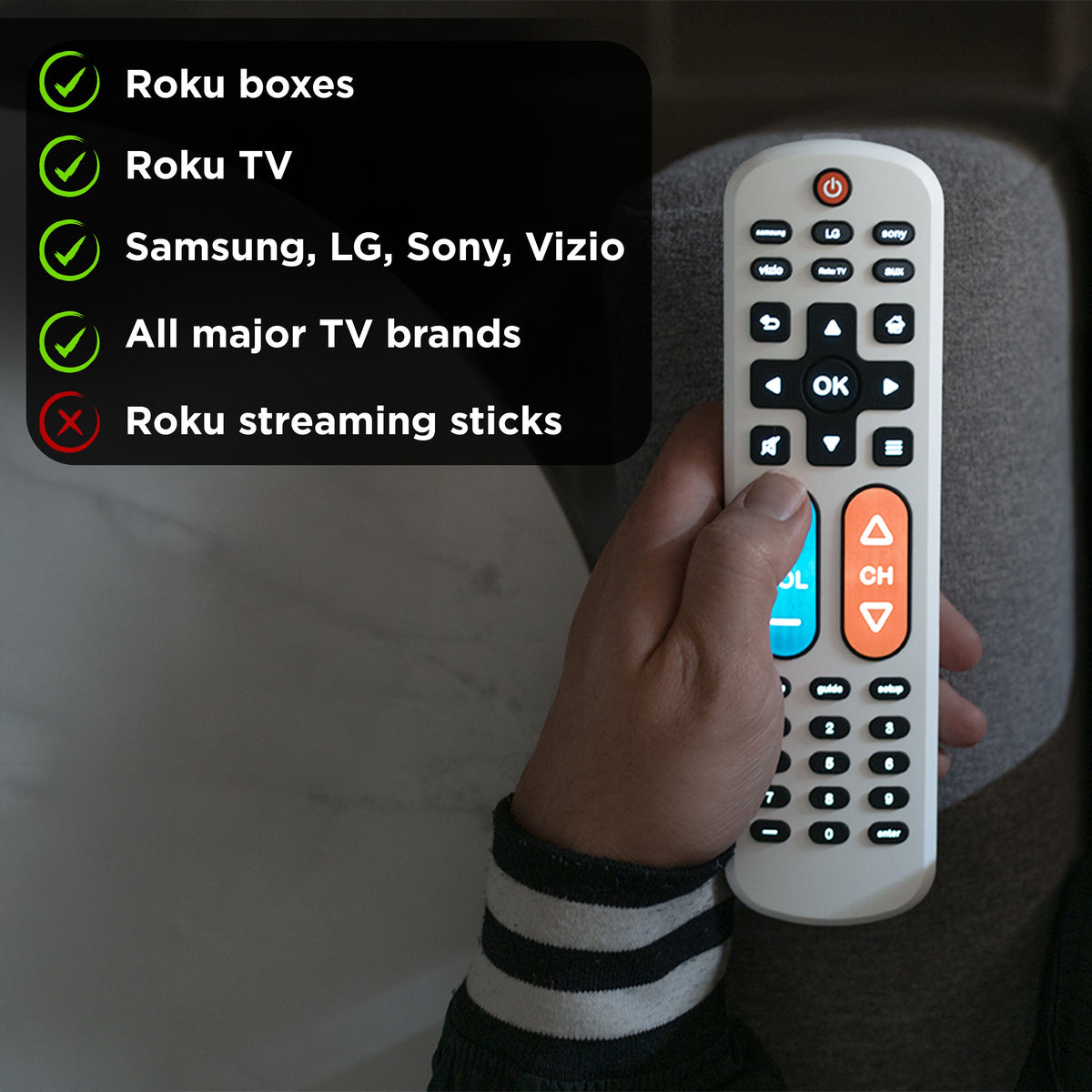 UltraPro 2-Device OneTouch Replacement Universal Remote, Backlit With Big Button