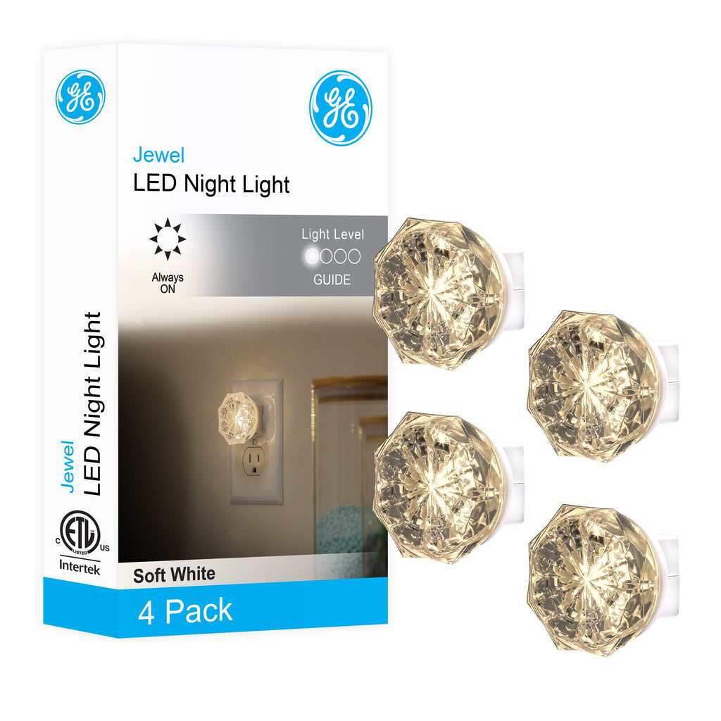 GE SleepLite Jewel Always On LED Night Light, Warm White, 4 Pack