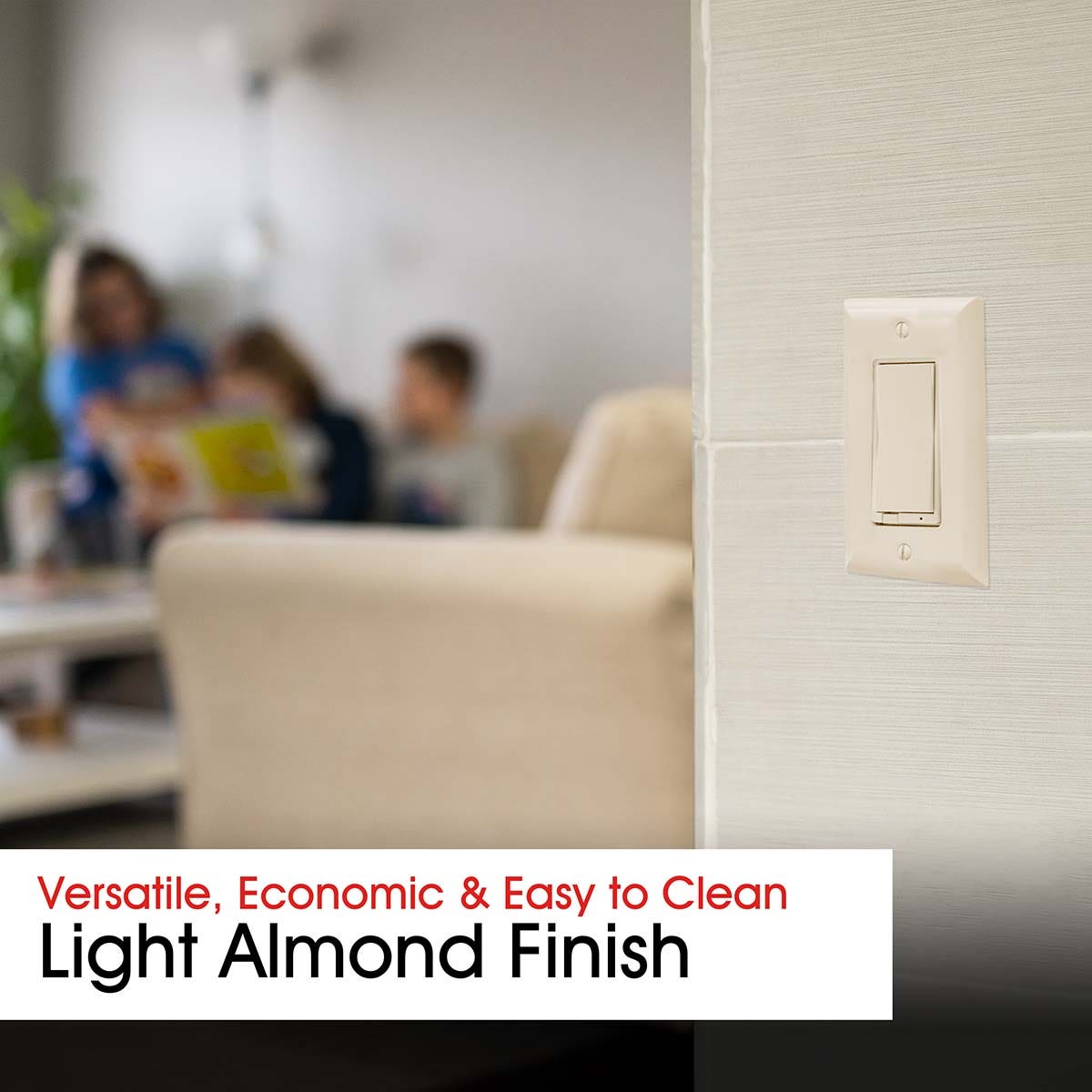 Power Gear Single Rocker Switch Oversized Wall Plate, Light Almond
