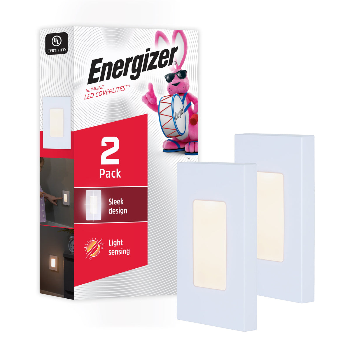 Energizer SlimLine CoverLite LED Night Light, 2 Pack