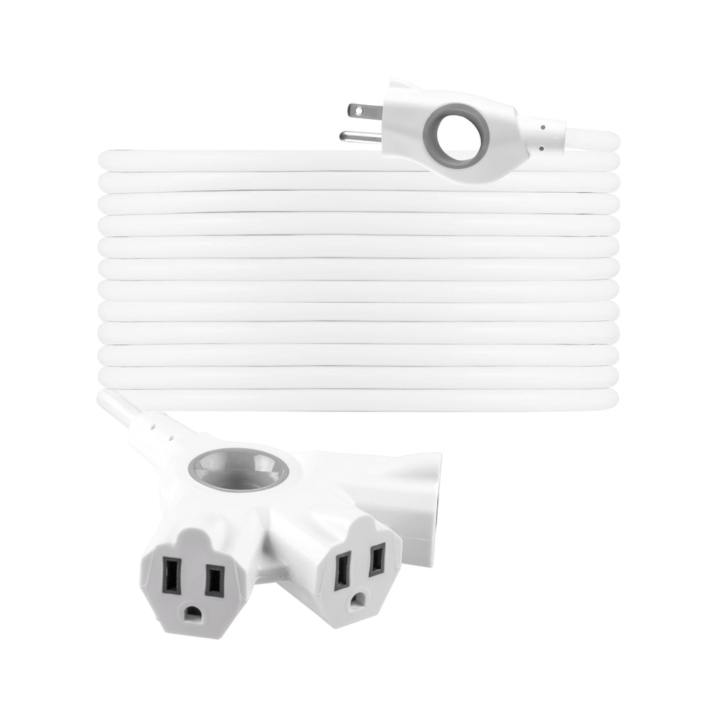 GE 3-Outlet EZGrip Grounded Extension Cord, 50ft., Indoor/Outdoor, White
