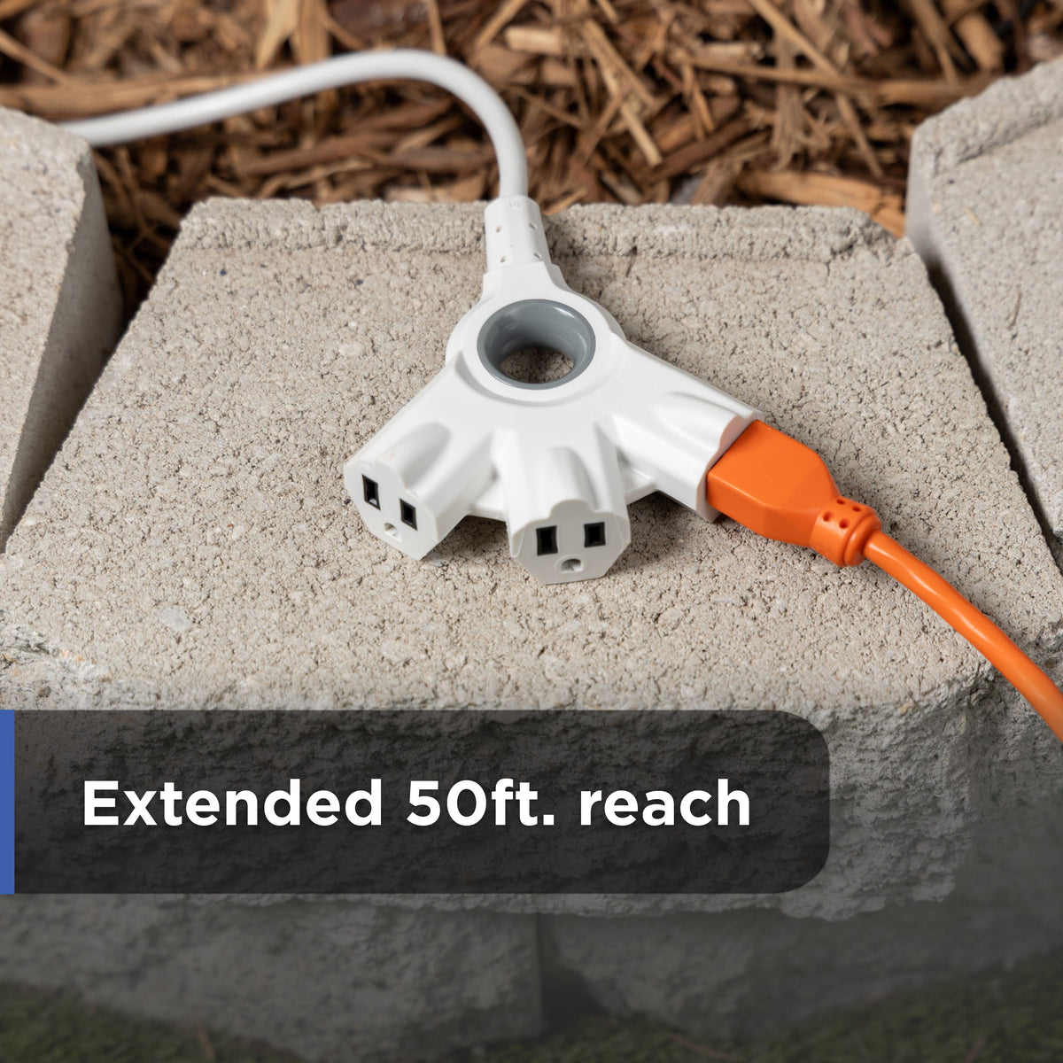 GE 3-Outlet EZGrip Grounded Extension Cord, 50ft., Indoor/Outdoor, White