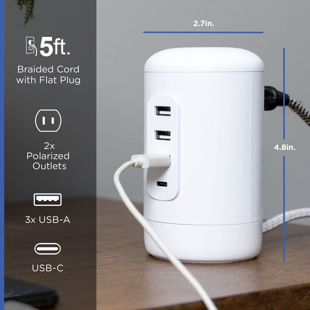 GE USB Desktop Charging Station, White