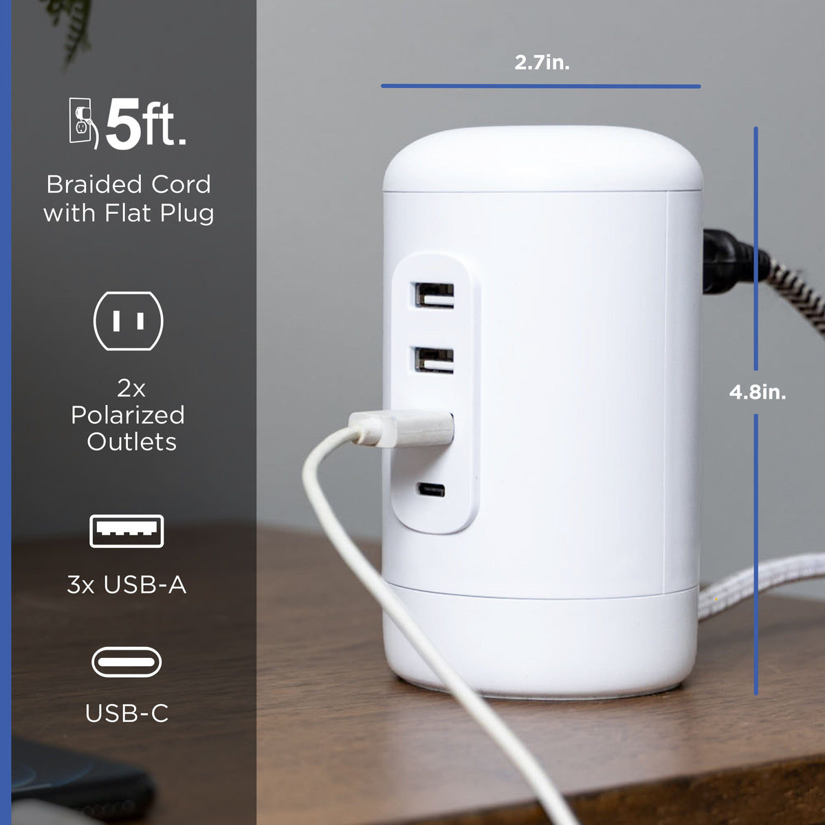 GE USB Desktop Charging Station, White