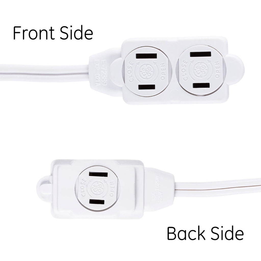 GE 3-Outlet 9ft. Extension Cord with Twist-to-Close Outlets, White