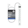 GE 6-Outlet Power Strip with USB, 1 USB-A & 1 USB-C Port, 4ft Braided Extension Cord, White