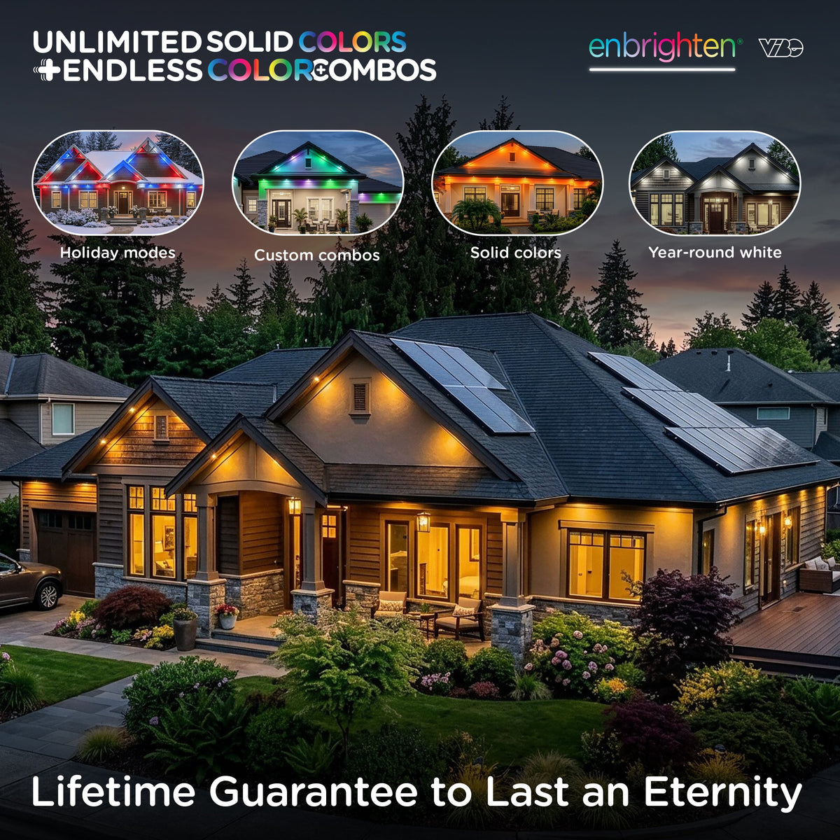 Enbrighten VIBE WiFi Color-Changing Permanent Outdoor Eternity Accent Lights, 36 Lights, 150ft. White Cord