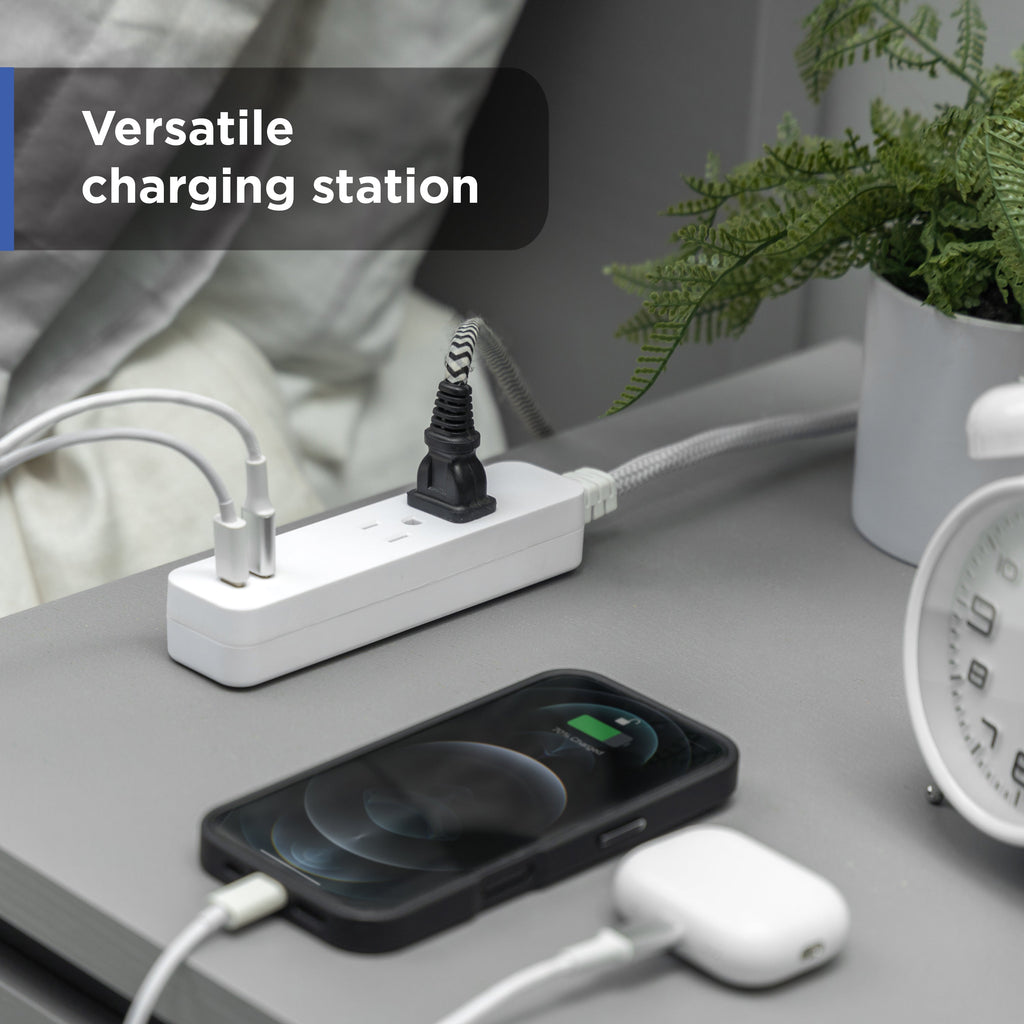 GE 2-Outlet 4ft. Surge Protector with USB Charging, White