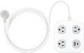 GE 3-Outlet Surge Protector with USB, 245 Joules, 1 USB-A & 1 USB-C Port, 4ft Braided Extension Cord, Flat Plug, White/Gray