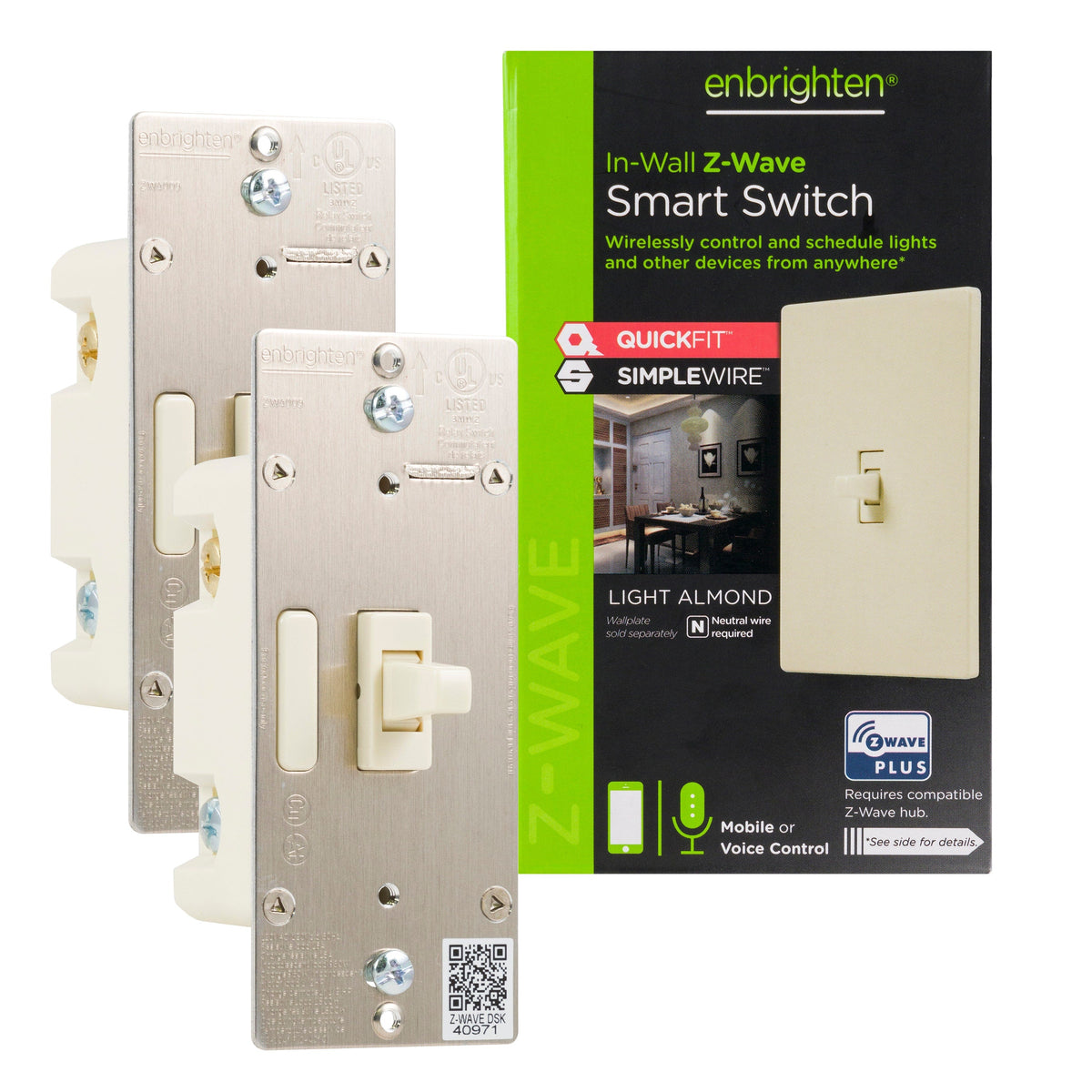 Z-Wave: Smart Toggle Switch Light Almond