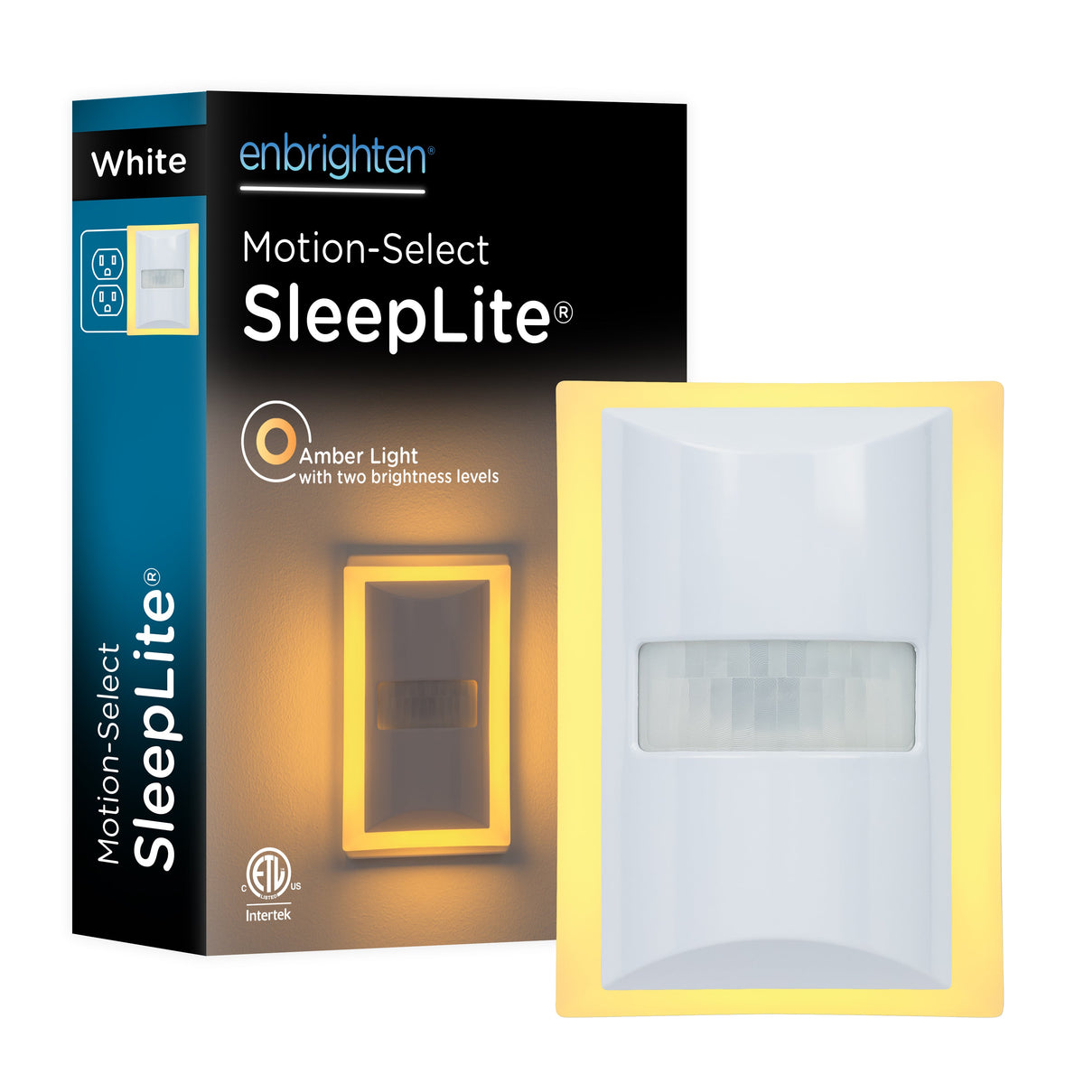 Enbrighten SleepLite Night Light, Motion Select, Motion-Boost, Amber LED, Coverlite, Backlit, White