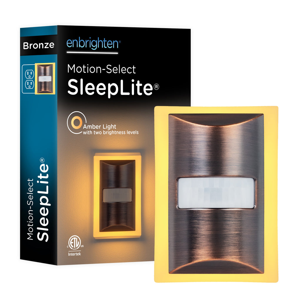 Enbrighten SleepLite Night Light, Motion Select, Motion-Boost, Amber LED, Coverlite, Backlit, Oil Rubbed Bronze