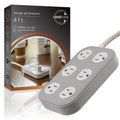 Cordinate ADAPT 6-Outlet 4ft. Braided Extension Cord with Surge Protection, Cream/Gray