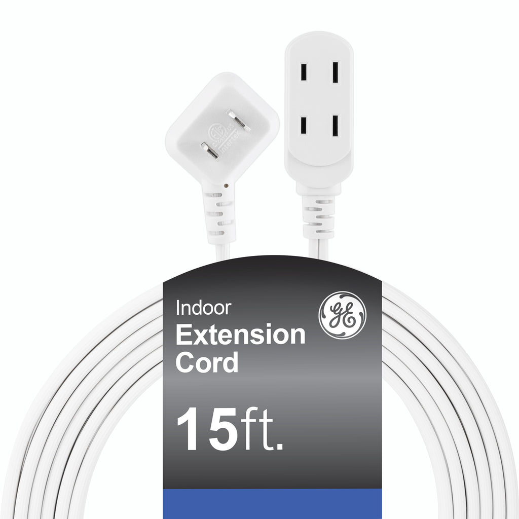 GE-branded UltraPro 3-Outlet Polarized Extension Cord, 15ft., Indoor, White