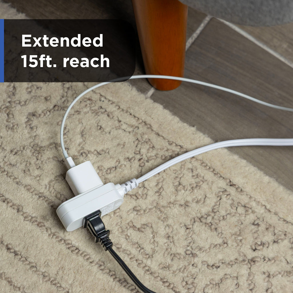GE-branded UltraPro 3-Outlet Polarized Extension Cord, 15ft., Indoor, White