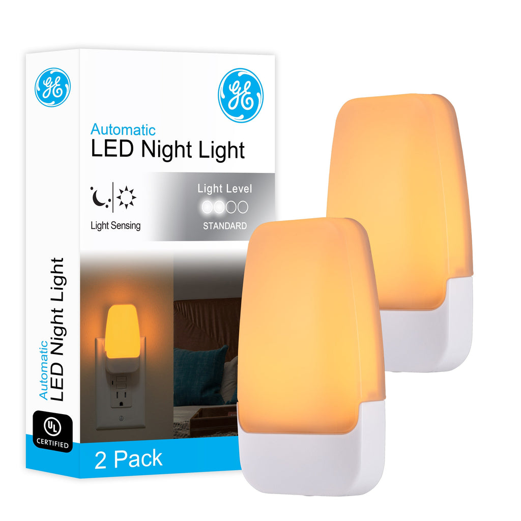 GE LED Light Sensing Night Light, 2 Pack, Amber