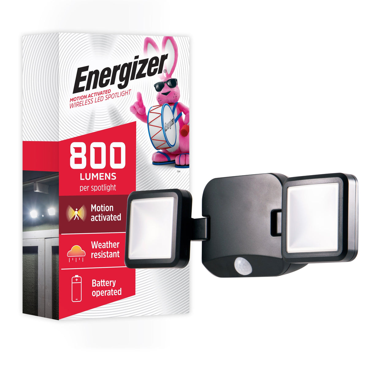 Energizer Outdoor Motion-Sensing LED Dual-Head Security Light, Black