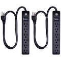 GE 6-Outlet 3ft. Surge Protector, 2 Pack, Black