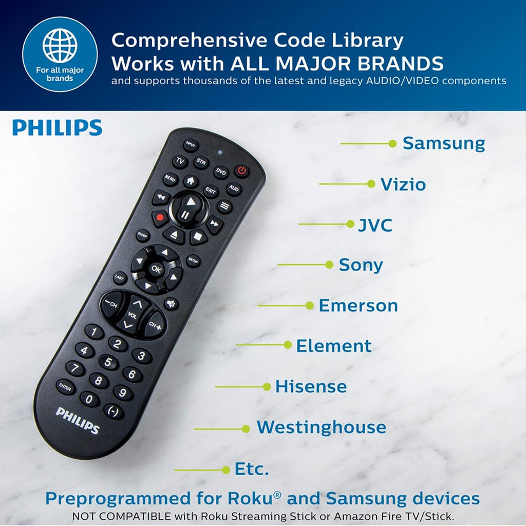 Philips 4-Device Universal Remote, Black
