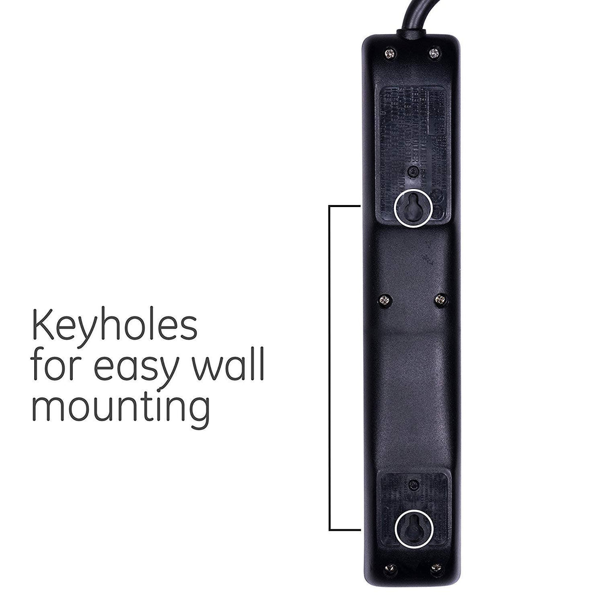 GE 6-Outlet 3ft. Surge Protector, 2 Pack, Black