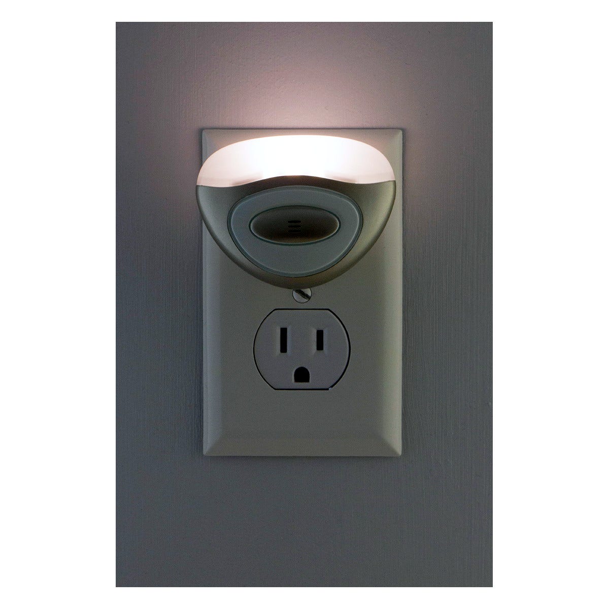 GE Mini Light Sensing LED Night Light, Silver