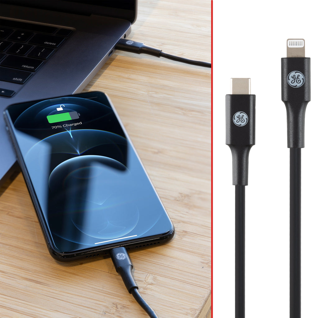GE 6ft. USB-C to Lightning Charging Cable, Black