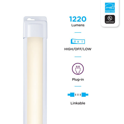 Enbrighten 36in. Plug-In LED Under Cabinet Light Fixture, White