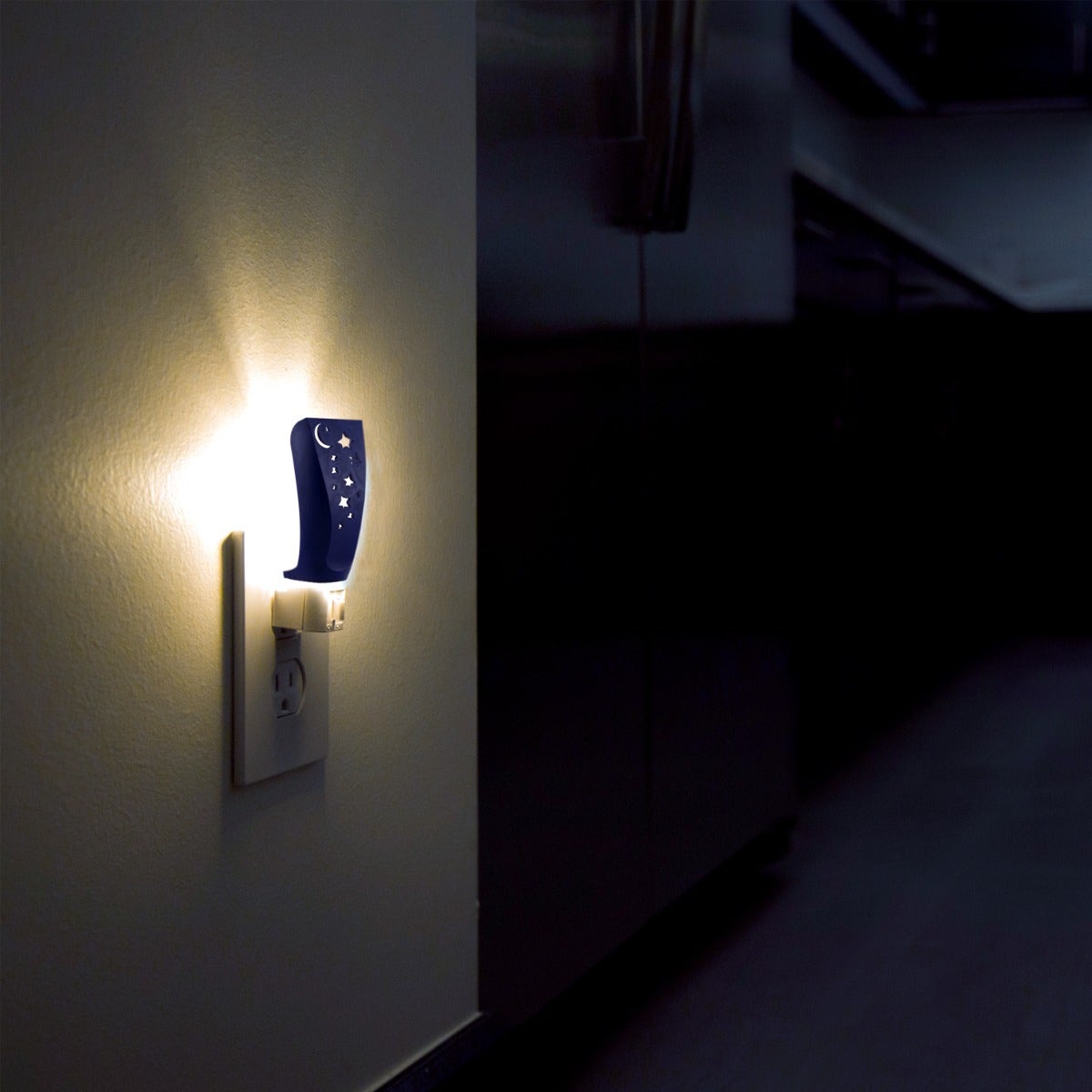 Lights by Night Moon and Stars Manual On/Off LED Night Light, Blue