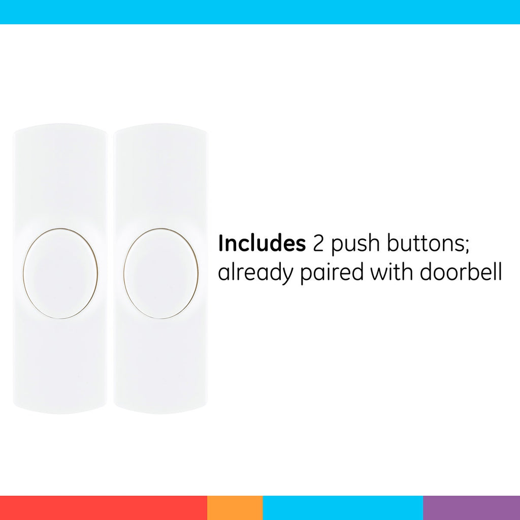 GE Plug-In 8-Chime Wireless Door Chime Kit with 2-Push Buttons, White
