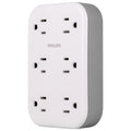 Philips 6-Outlet Wall Tap with Surge Protection and Adapter Spaced Outlets, White