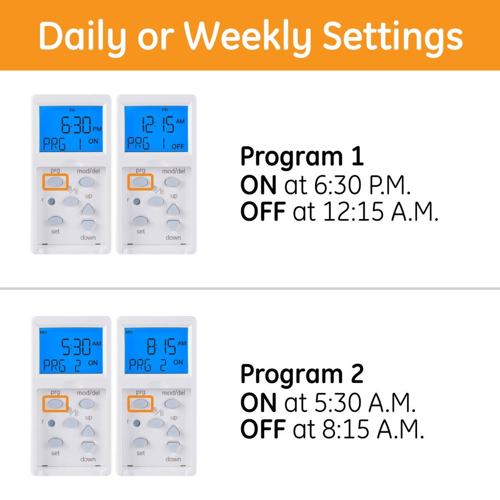 GE SunSmart Indoor In-Wall 7-Day Digital Timer, White