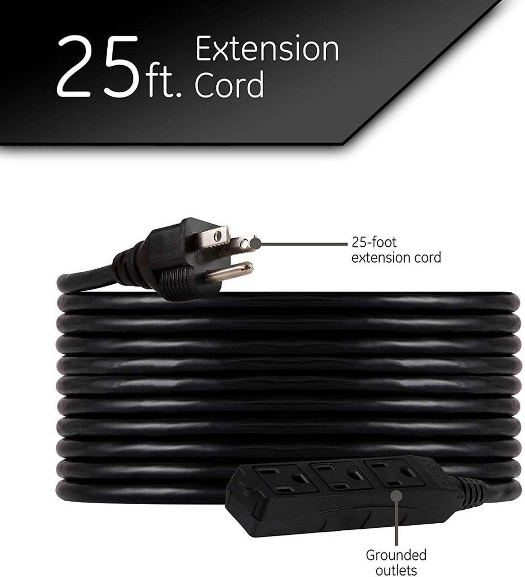 UltraPro 3-Outlet 25ft. Heavy Duty Outdoor Extension Cord, Black