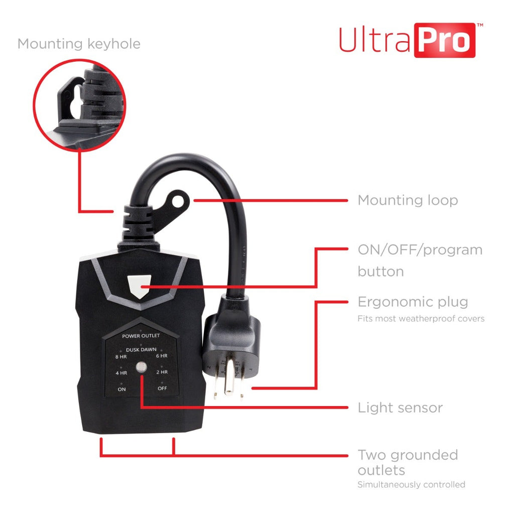 UltraPro 2-Outlet Outdoor Digital Countdown Timer, 2 Pack