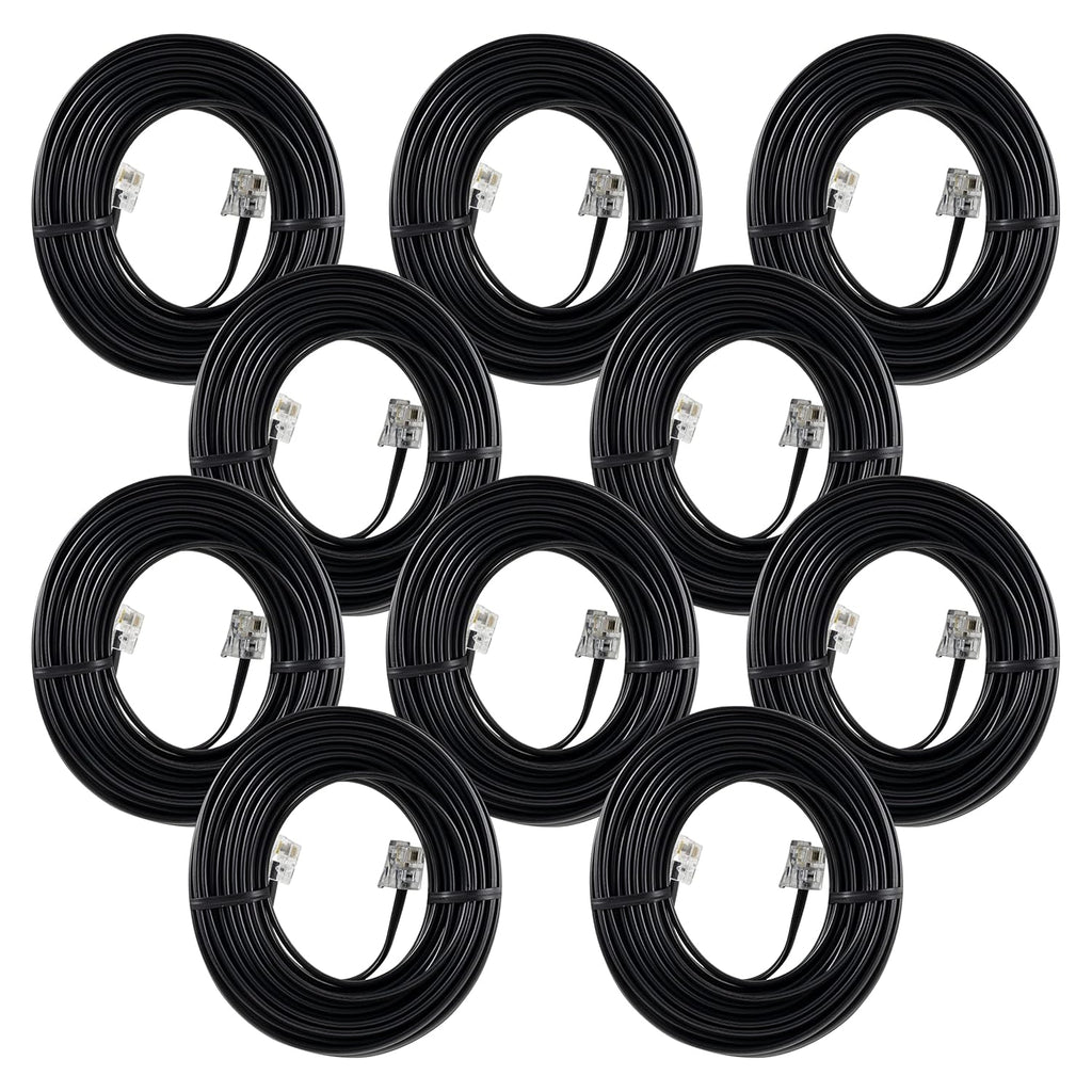 Power Gear Telephone Line Cord, 10 Pack, 25 Feet