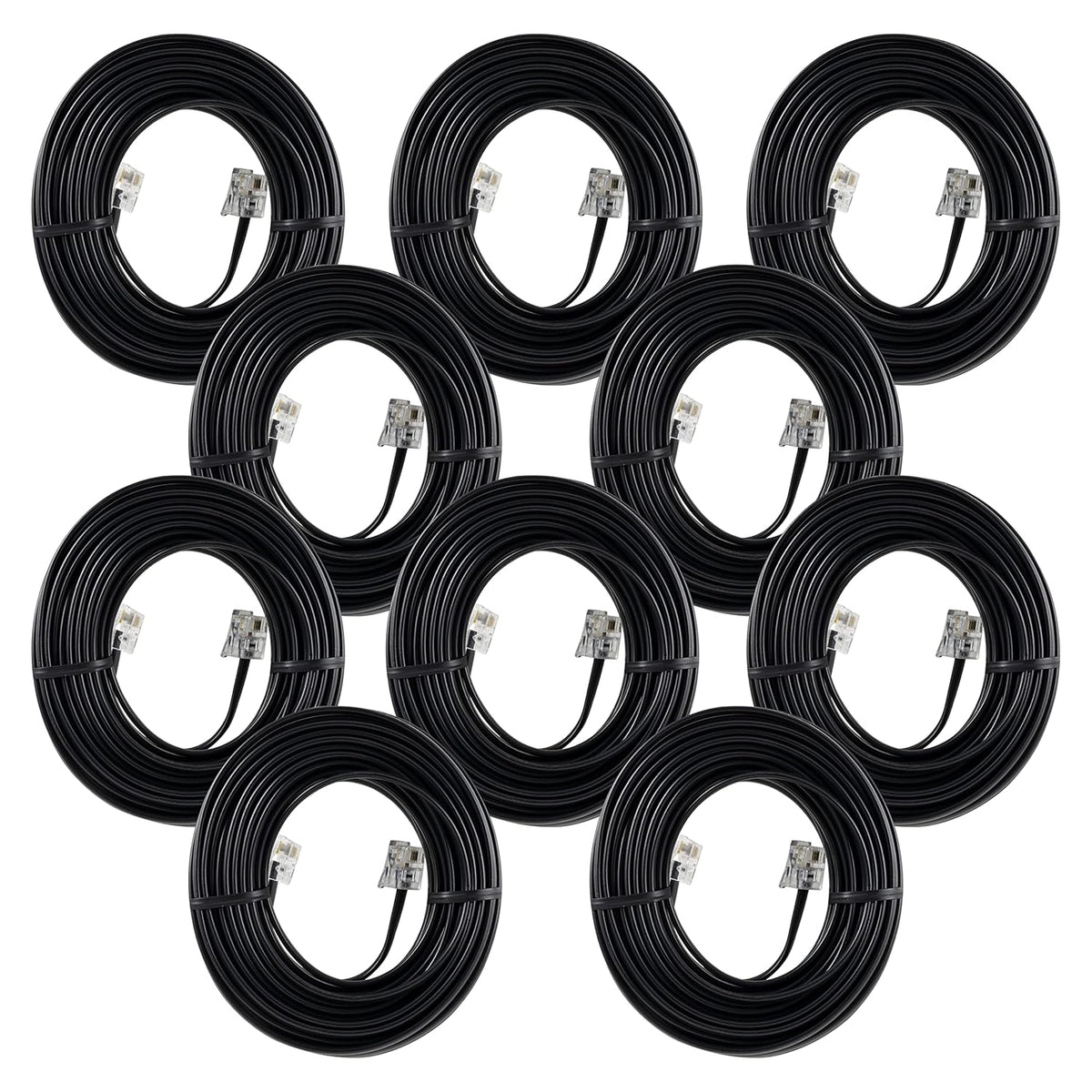 Power Gear Telephone Line Cord, 10 Pack, 25 Feet