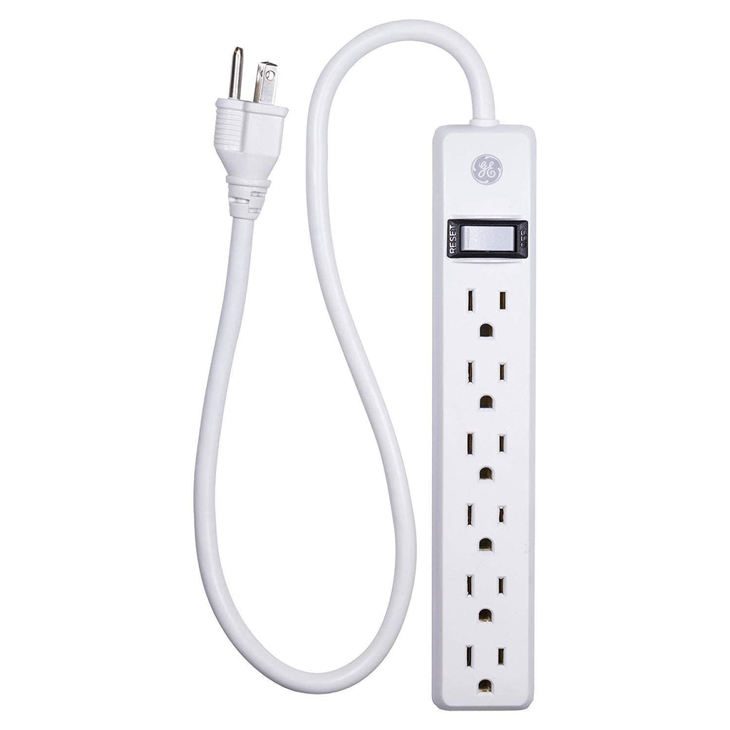 GE 6-Outlet 2ft. Power Strip, White