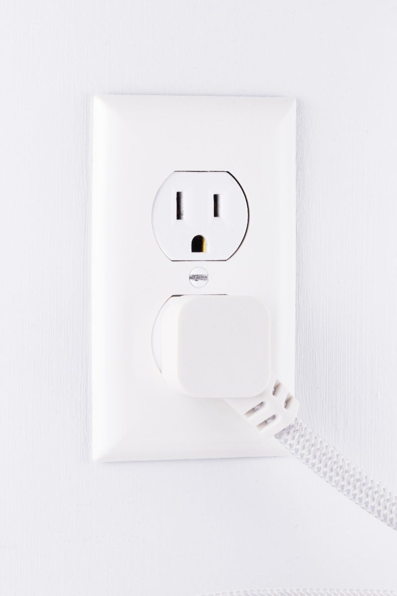 Cordinate 3-Outlet 2ft. Braided Extension Cord with Flat Plug, White/Gray