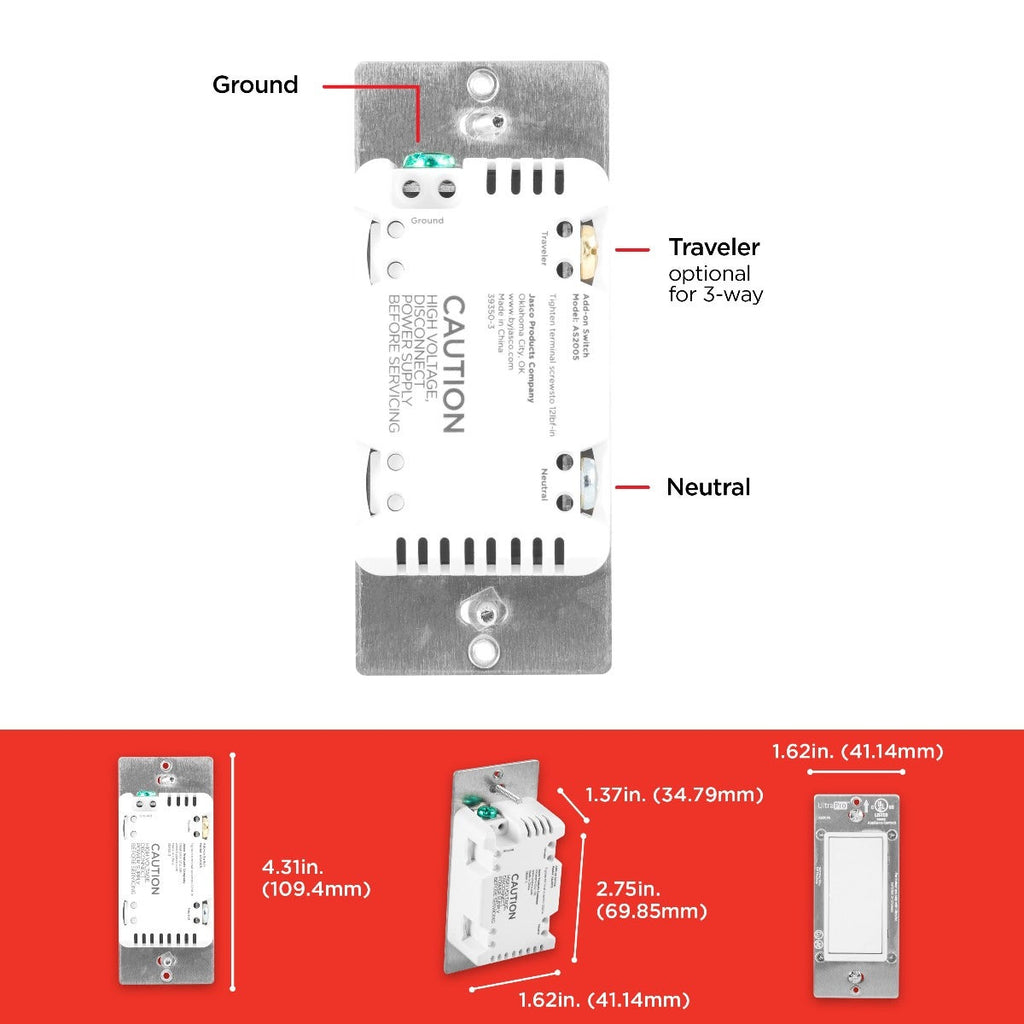 UltraPro In-Wall Add-On Switch with QuickFit and SimpleWire, White, 2 Pack