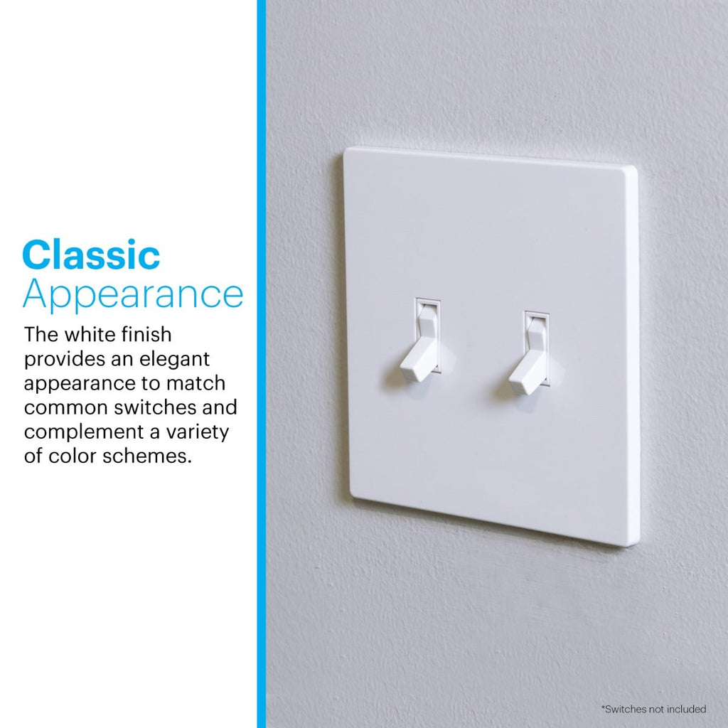 Power Gear Double Toggle Screwless Wall Plate, White, 5 Pack