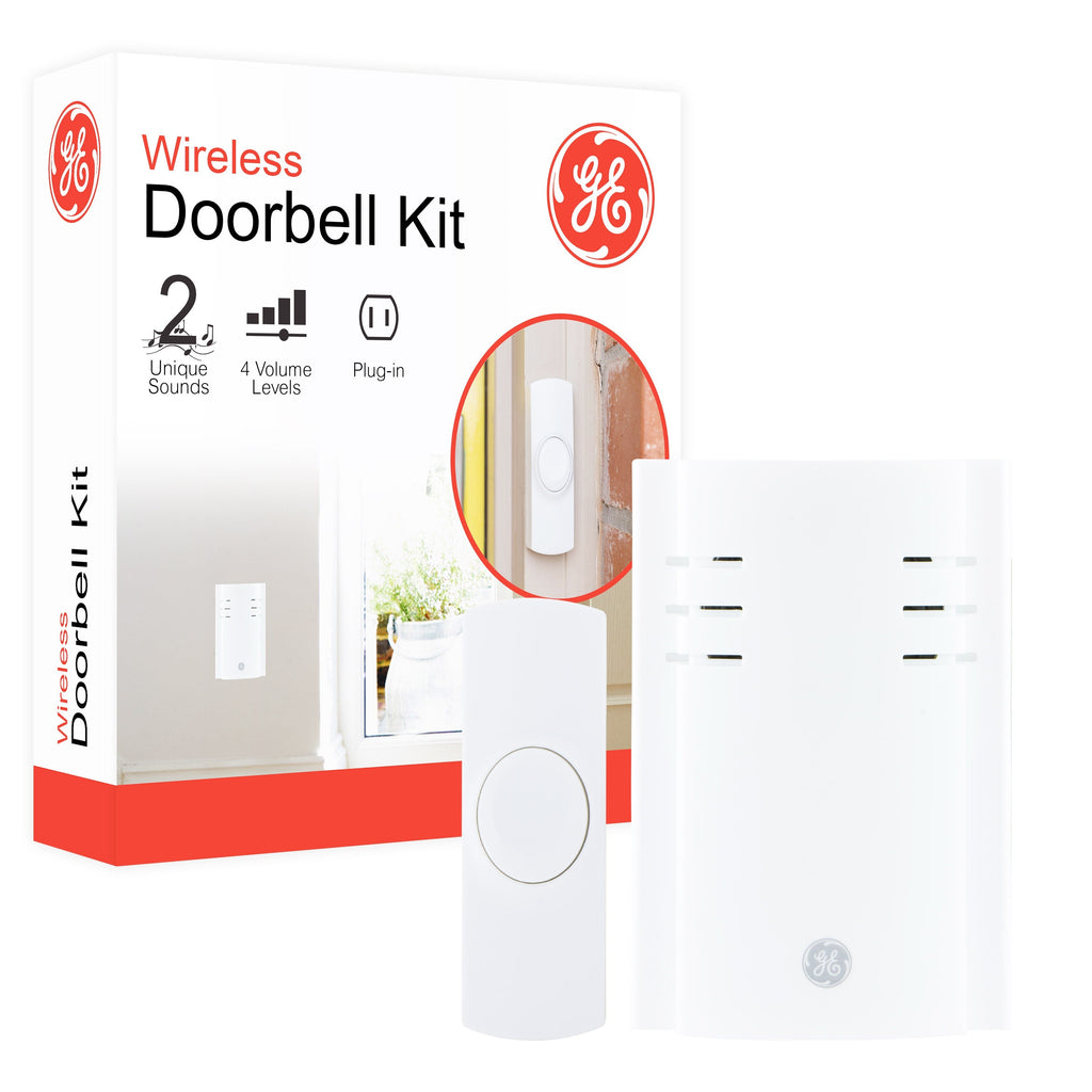 GE Plug-In 2-Chime Wireless Door Chime Kit, White