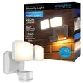 Enbrighten Outdoor 2-Head Motion-Sensing Security Light with LED Night Light, White
