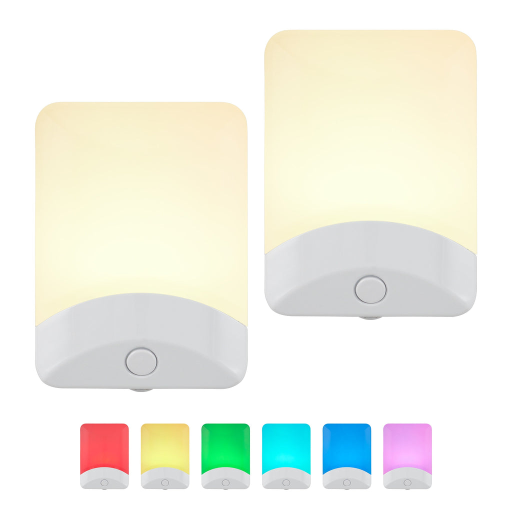 GE Color Changing Light Sensing LED Night Light, 2 Pack, White