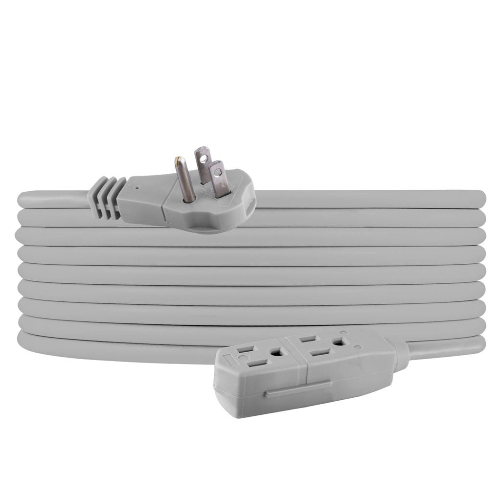 GE 3-Outlet 25ft. Extension Cord with Right-Angle Plug, Gray