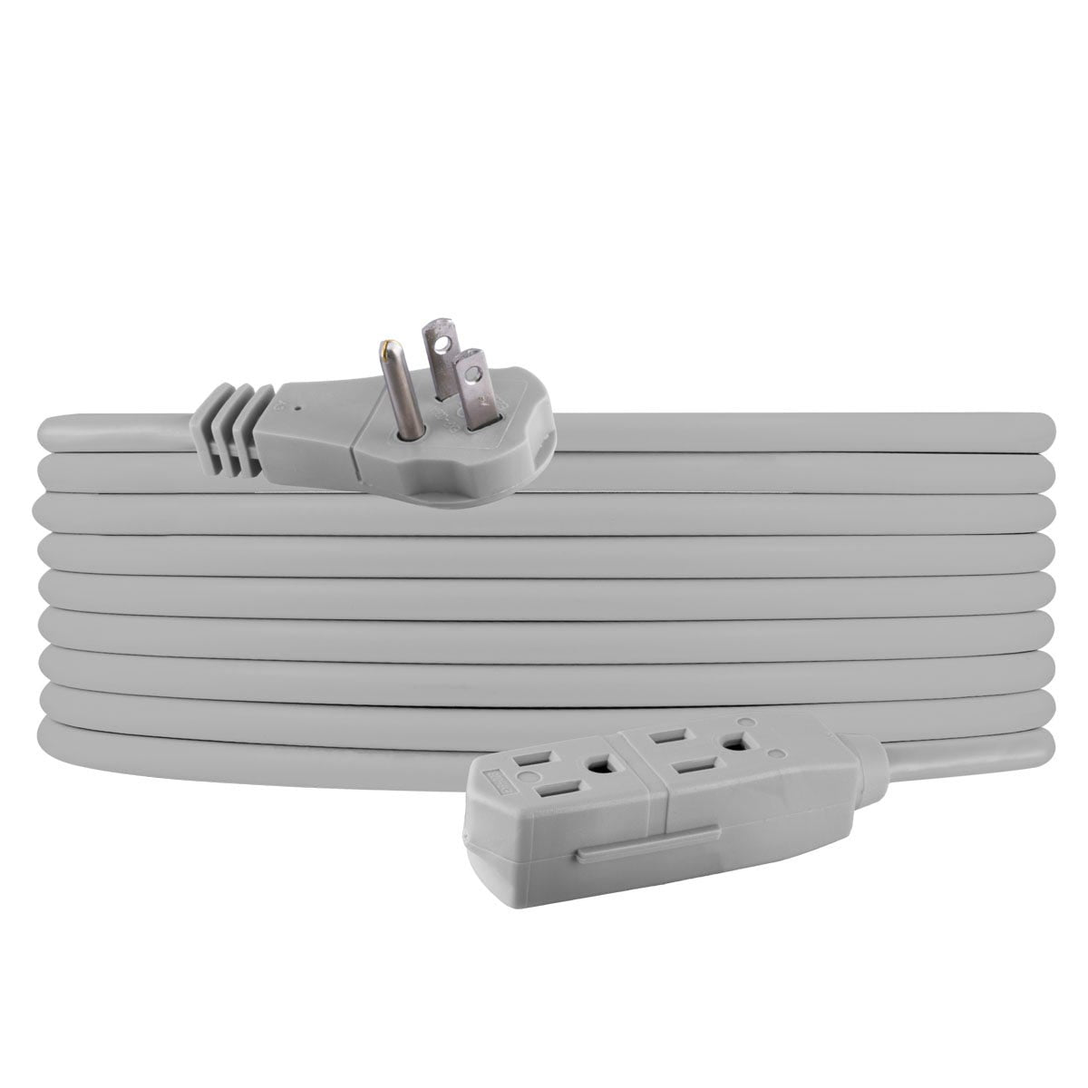 GE 3-Outlet 25ft. Extension Cord with Right-Angle Plug, Gray